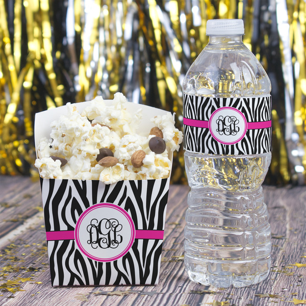 Zebra Print Water Bottle Label - w/ Favor Box