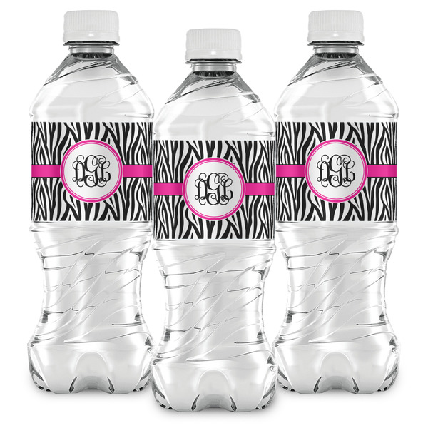 Zebra Print Water Bottle Labels - Front View