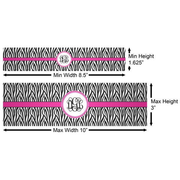 Zebra Print Water Bottle Labels w/ Dimensions