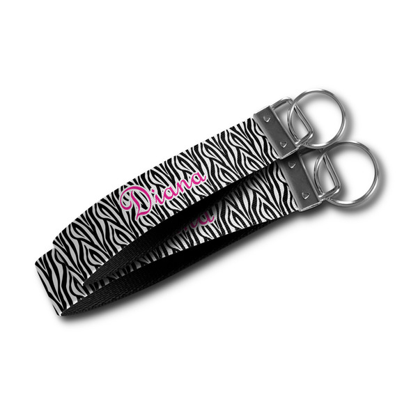 Zebra Print Webbing Keychain FOBs - Size Comparison