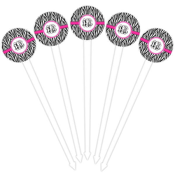 Zebra Print White Plastic 4" Food Pick - Round - Fan View