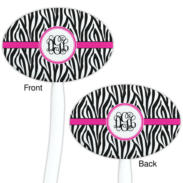 Zebra Print White Plastic 7" Stir Stick - Double Sided - Oval - Front & Back