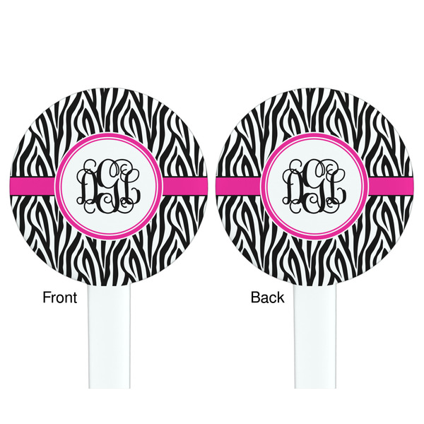 Zebra Print White Plastic 7" Stir Stick - Double Sided - Round - Front & Back