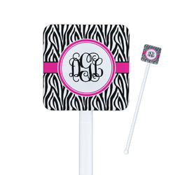 Zebra Print Square Plastic Stir Sticks (Personalized)