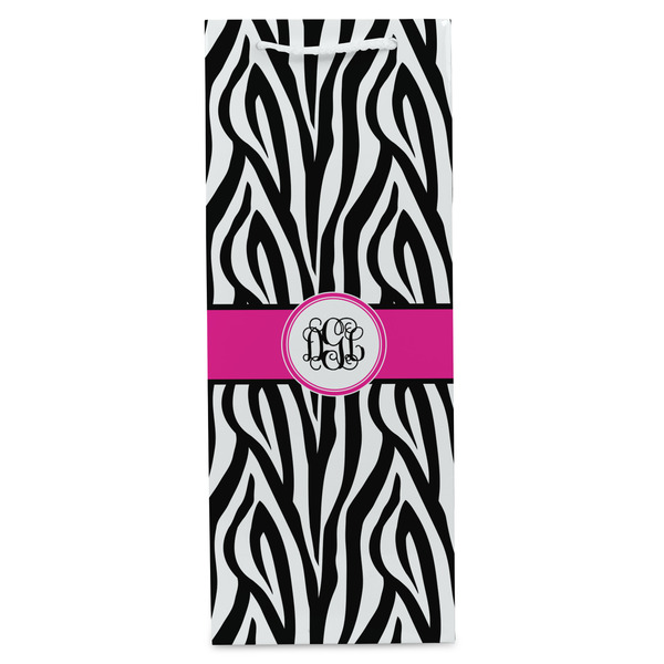 Zebra Print Wine Gift Bag - Gloss - Front