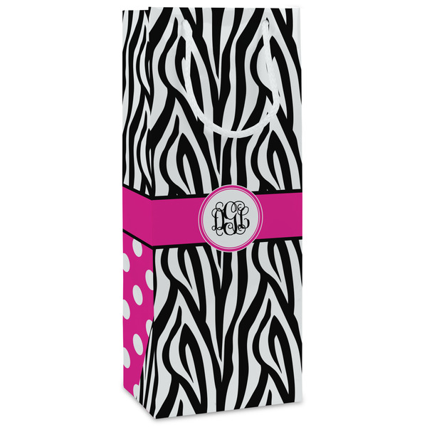 Custom Zebra Print Wine Gift Bags - Gloss (Personalized)