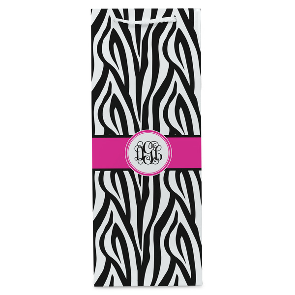 Zebra Print Wine Gift Bag - Matte - Front
