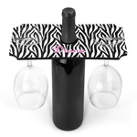 Zebra Print Wine Bottle & Glass Holder (Personalized)