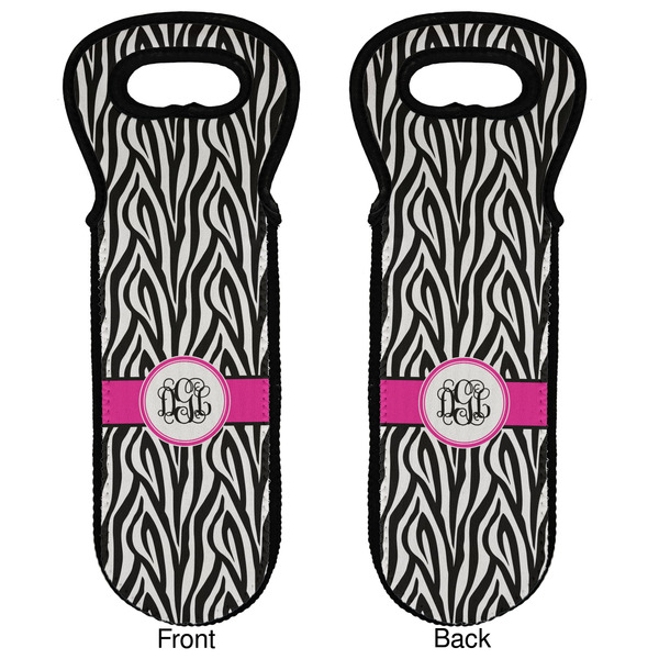 Zebra Print Wine Tote Front & Back