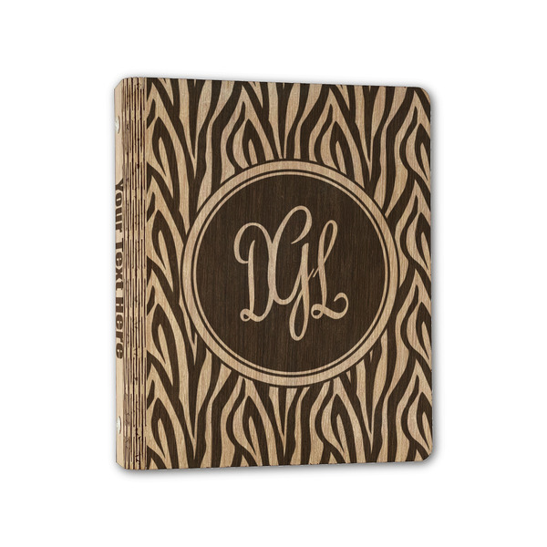 Custom Zebra Print Wood 3-Ring Binder - 1" Half-Letter Size (Personalized)