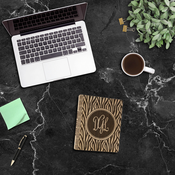 Zebra Print Wood 3-Ring Binders - 1" Half-Letter - In Context