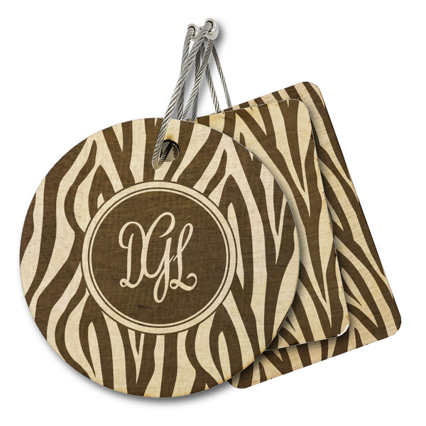 Custom Zebra Print Wood Luggage Tag (Personalized)