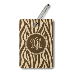 Zebra Print Wood Luggage Tag - Rectangle (Personalized)