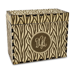 Zebra Print Wood Recipe Box - Laser Engraved (Personalized)