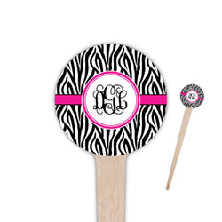 Zebra Print 4" Round Wooden Food Picks - Double Sided (Personalized)