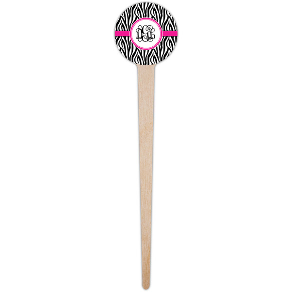 Zebra Print Wooden 4" Food Pick - Round - Single Pick