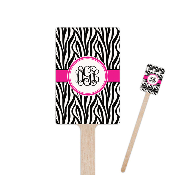 Custom Zebra Print 6.25" Rectangle Wooden Stir Sticks - Single Sided (Personalized)