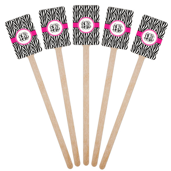 Zebra Print Wooden 6.25" Stir Stick - Rectangular - Fan View