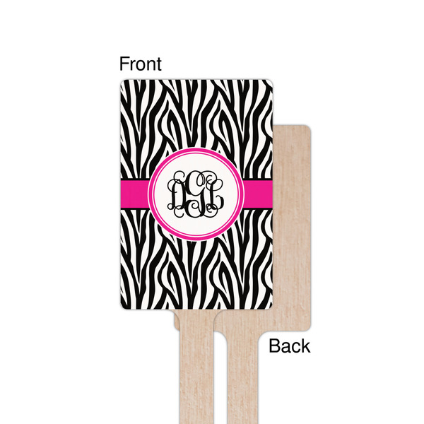 Zebra Print Wooden 6.25" Stir Stick - Rectangular - Single - Front & Back