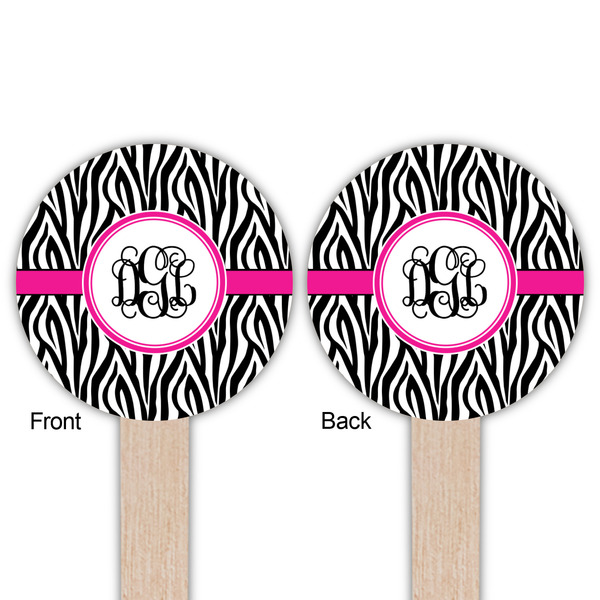 Zebra Print Wooden 6" Food Pick - Round - Double Sided - Front & Back
