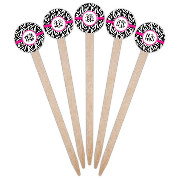 Zebra Print Wooden 6" Food Pick - Round - Fan View