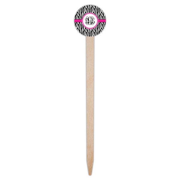 Zebra Print Wooden 6" Food Pick - Round - Single Pick