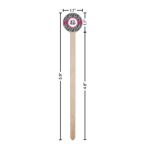 Zebra Print Wooden 6" Stir Stick - Round - Dimensions