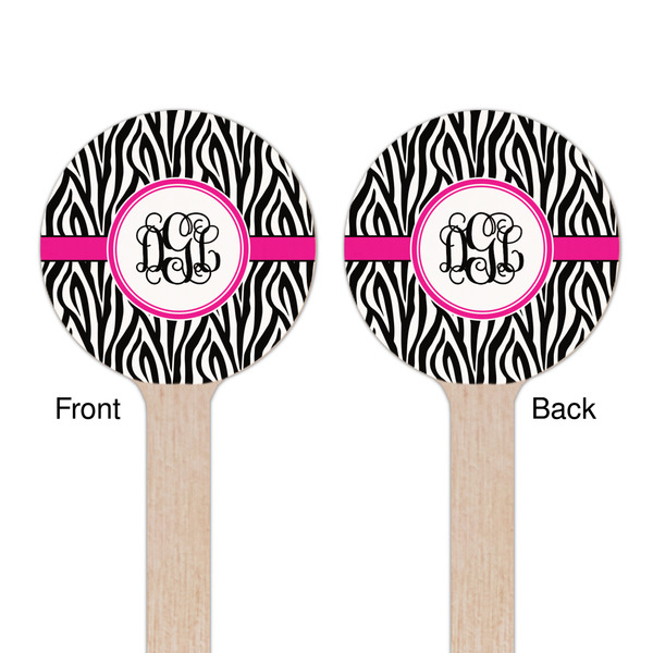 Zebra Print Wooden 6" Stir Stick - Round - Double Sided - Front & Back
