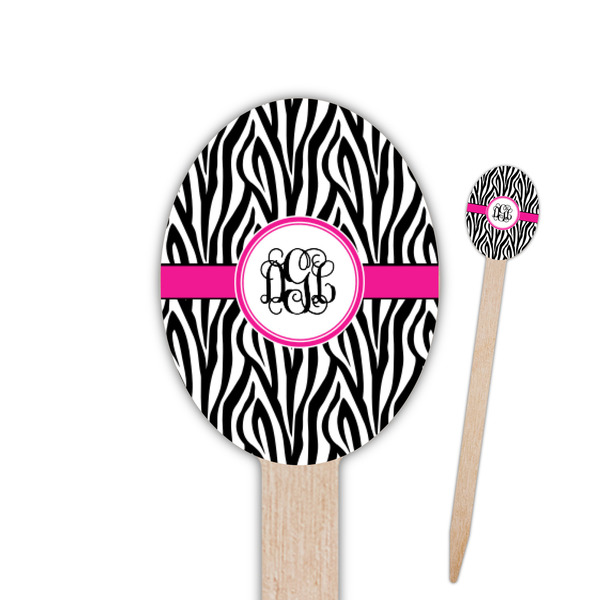 Custom Zebra Print Oval Wooden Food Picks - Double Sided (Personalized)