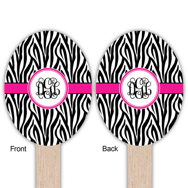 Zebra Print Wooden Food Pick - Oval - Double Sided - Front & Back