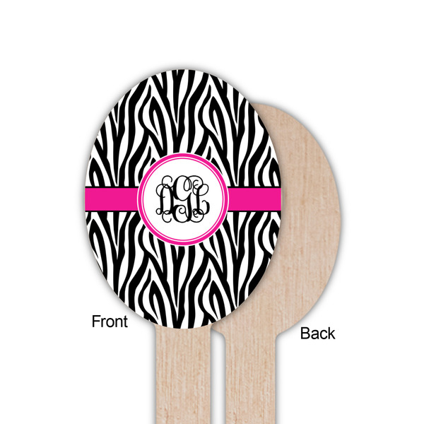 Zebra Print Wooden Food Pick - Oval - Single Sided - Front & Back