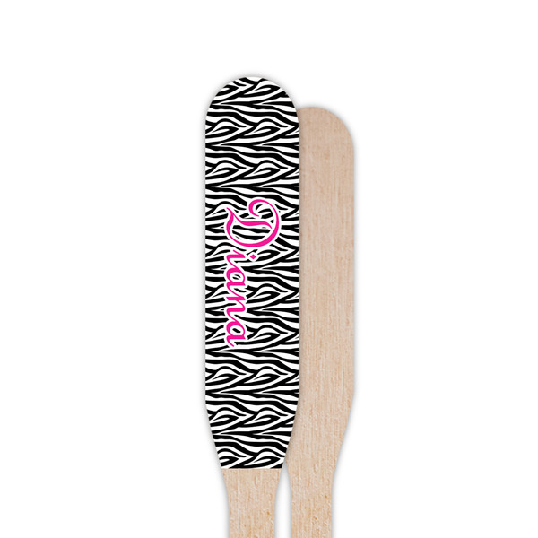 Zebra Print Wooden Food Pick - Paddle - Single Sided - Front & Back