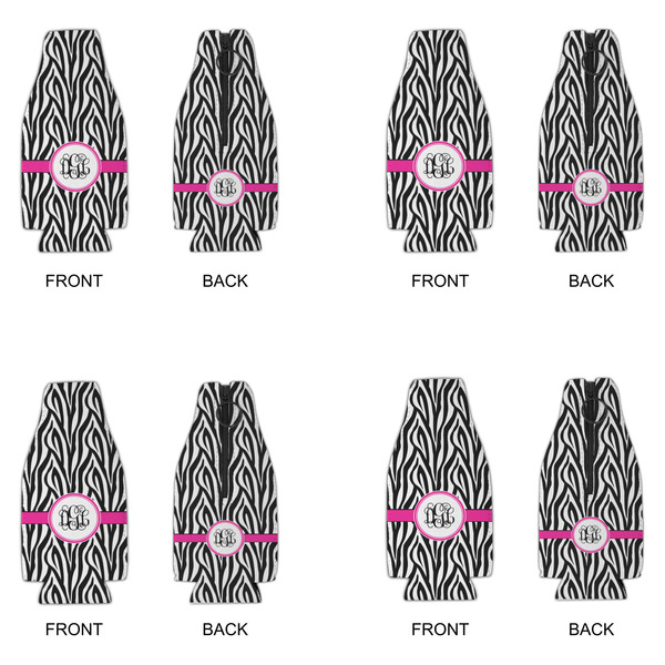 Zebra Print Zipper Bottle Cooler - Set of 4 - APPROVAL