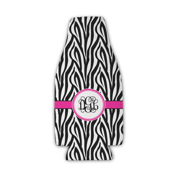 Zebra Print Zipper Bottle Cooler - Set of 4 - FRONT