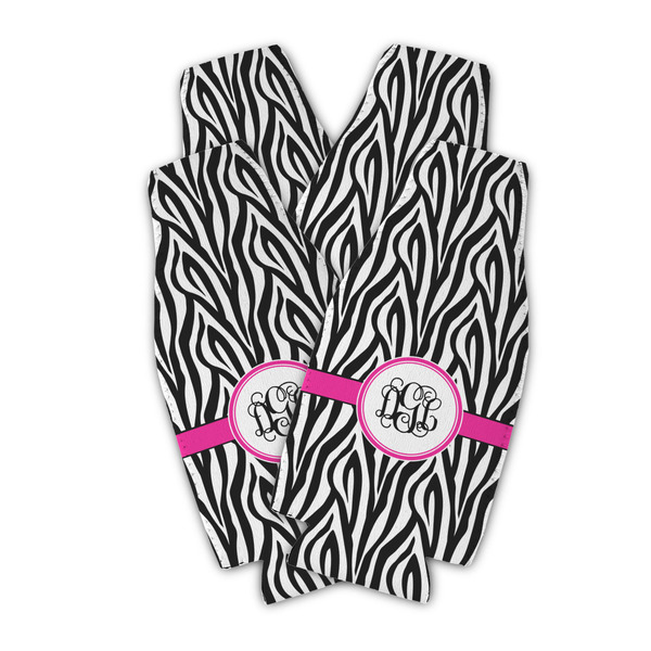 Zebra Print Zipper Bottle Cooler - Set of 4 - PARENT MAIN (flat)