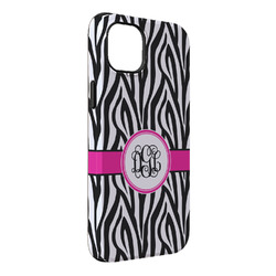 Zebra Print iPhone Case - Rubber Lined - iPhone 14 Plus (Personalized)