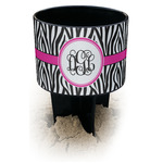 Zebra Print Black Beach Spiker Drink Holder (Personalized)