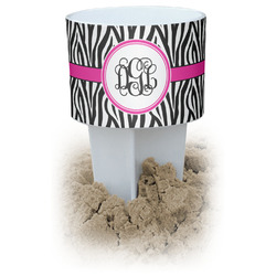 Zebra Print White Beach Spiker Drink Holder (Personalized)
