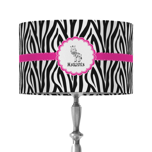 Zebra 12" Drum Lampshade - ON STAND (Fabric)