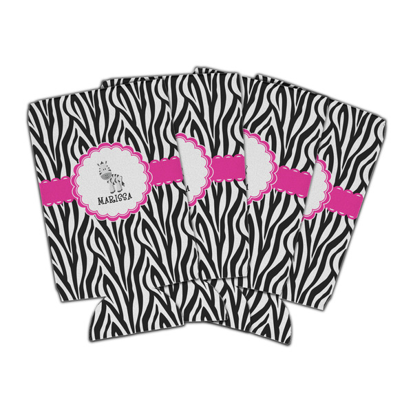 Custom Zebra Can Cooler (16 oz) - Set of 4 (Personalized)