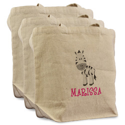 Zebra Reusable Cotton Grocery Bags - Set of 3 (Personalized)