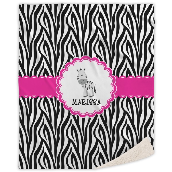 Custom Zebra Sherpa Throw Blanket - 60"x80" (Personalized)
