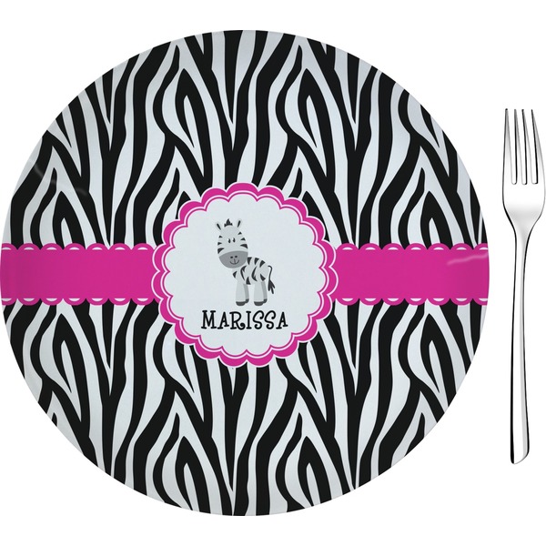 Custom Zebra Glass Appetizer / Dessert Plate 8" (Personalized)