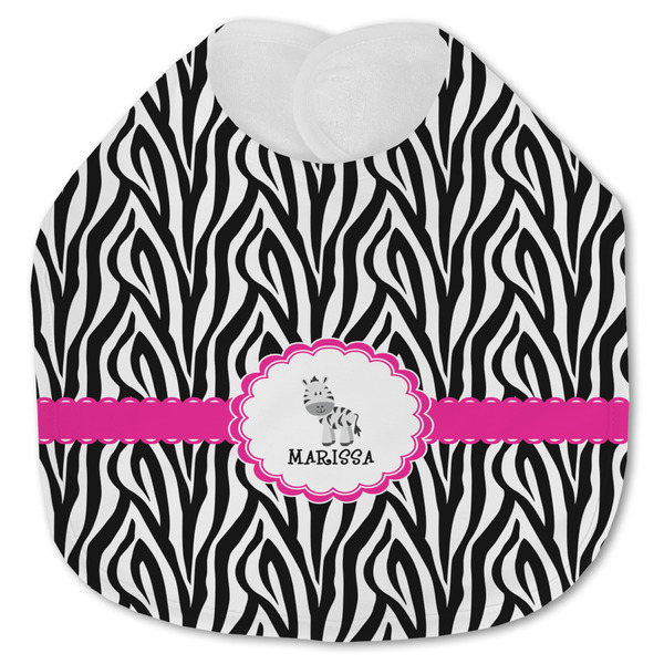 Custom Zebra Jersey Knit Baby Bib w/ Name or Text