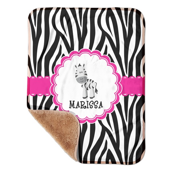 Custom Zebra Sherpa Baby Blanket - 30" x 40" w/ Name or Text