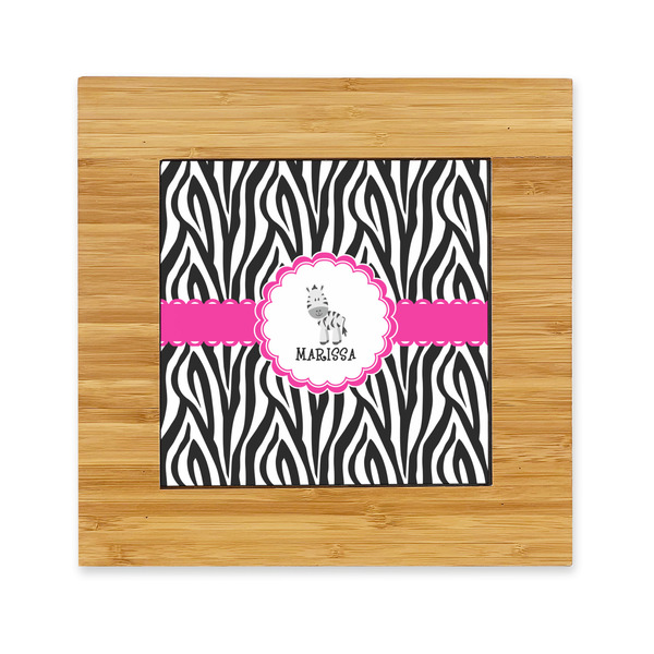 Custom Zebra Bamboo Trivet with Ceramic Tile Insert (Personalized)