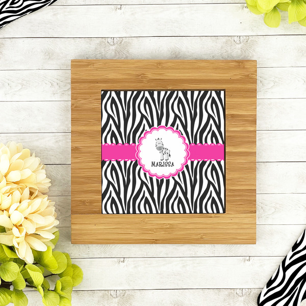 Zebra Bamboo Trivet with 6" Tile - LIFESTYLE