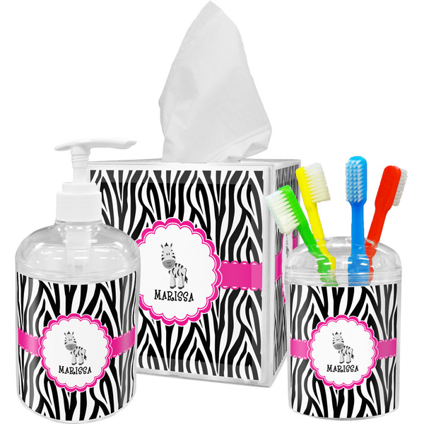 Zebra Bathroom Accessories Set (Personalized)