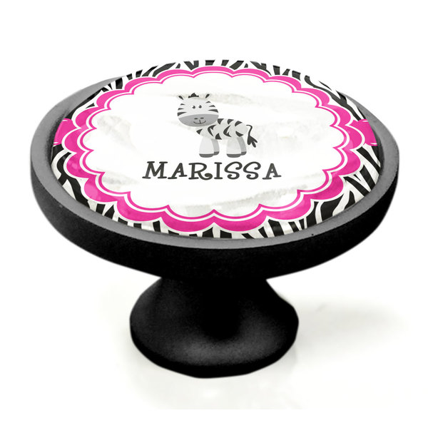 Zebra Black Custom Cabinet Knob (Side)