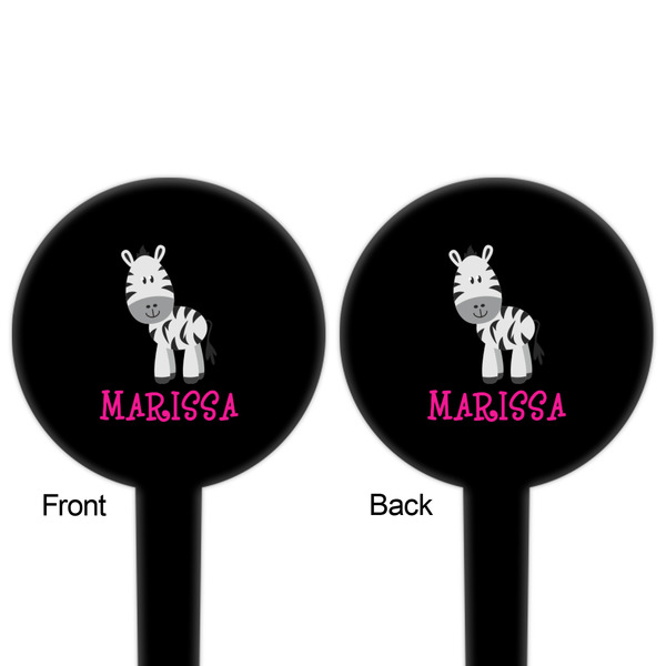 Zebra Black Plastic 4" Food Pick - Round - Double Sided - Front & Back
